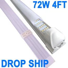 LED LED Light 4ft, 4 rzędy 72 W 7200LM 6500K, LED LED LED, Mleczne osłony, oświetlenie sufitowe i użyteczne sklepy, ogniwowe światła lampy, salę świateł, pokój, szafka szafki, szafka