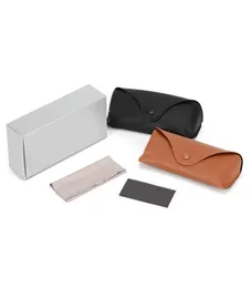 Whole Waterproof Sunglasses Box for sun glasses case Black Brown Soft Retro Leather Sunglasses Case cleaning cloth eyewear Gla8520425
