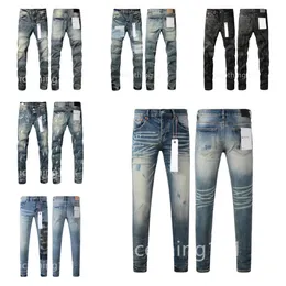 buco dei jeans da uomo azzurro grigio scuro italia Skinny slim fit buco di lusso Pantaloni da motociclista strappati Pantaloni skinny Designer Stack Pantaloni di tendenza da donna da uomo