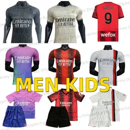 AC M 성인 축구 유니폼 2023 2024 Rebic Theo Reijnders Kessie de Ketelaere Rafa Leao Giroud Pulisic Football Shirts Player Kids KITK Uniformi Maillot de Foot
