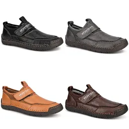 Лидер продаж, кожаная повседневная обувь, черные, темно-коричневые, серые мужские деловые туфли, дышащие спортивные кроссовки GAI