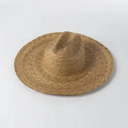 Beralar 202408-HH5173 DROP YAZ DOĞAL BAĞLARI YAPILIK Çim El Dokunmuş Katı Geniş Kötü Fedoras Cap Erkek Kadınlar Panama Caz Şapkası