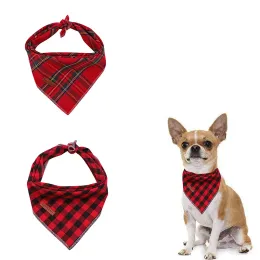 Accessories 2 Pcs Unique Style Paws Christmas Dog Bandana Dog Scard Pet Product Gift for Dog Bandage Bandana Collar Red Plaid