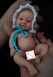 7 Micro Preemie Full Silicone Sweet Baby Doll Mia and Eli Lifelike Mini Reborn Doll Surprice Children Anti-Stress 240223
