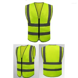 Motorcycle Apparel High Visibility Yellow Vest Reflective Safety Workwear For Night Running Cycling Man Warning Working Clothes Fluorescent