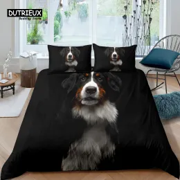 Установите Home Living Luxury 3D Pet Dog Print Print Set Set Set Labrador Devet Cover Pillowcase Queen и King Eu/US/AU Размер Полиэфир.