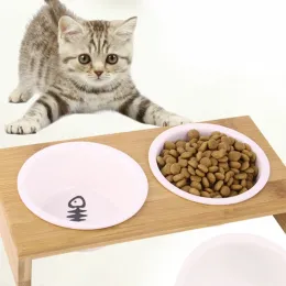 Fornisce una nuova ciotola per cibo per gatti con supporto Piatto per cibo in ceramica Ciotola per acqua Piatto per bere per gatti Grande capacità per cani gatti