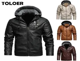 men039s جاكيتات men039s Fleece Liner Pu Leather Jukets Coats with Hood Autumn Winter Motor Motorcycle Jacket for Men Windb2991573