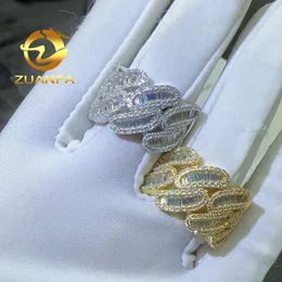 Fine Jewelry Hip Hop Pierścienie mrożone pasmo pierścionka 925 srebrna bagietka moissanite kubański pierścień certyfikowany