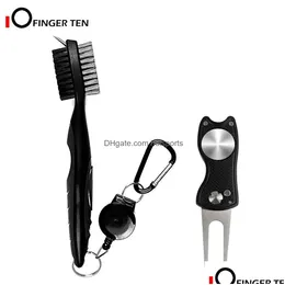 Other Golf Products Brush And Divot Repair Tool Lightweight Club Groove Cleaner Set 2 Ft Retractable Zipline Attaches To Bags 201026 Dh7Md