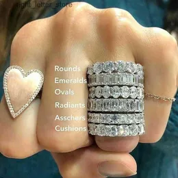 خواتم Choucong Top Belling Never Fave Groupling Jewelry Jewelry Silver Princess Cut White Topaz Promise Wedding Gertal Ring Gift 240229