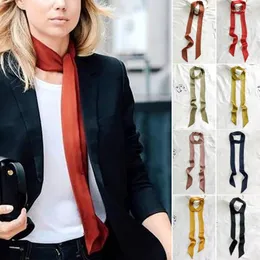 Eşarplar Uzun İpek Skinny Eşarp Kadın Boyun Saç Bandı Katı Baskısı Folard Neckerchief Saç Kokar Kadın Moda Tutucu Bağlar Şerit