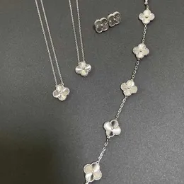 Designer Van cl-ap Clover 1.1 High Quality Texture Bracelet Necklace Earrings K Gold Natural Fritillaria Simplicity