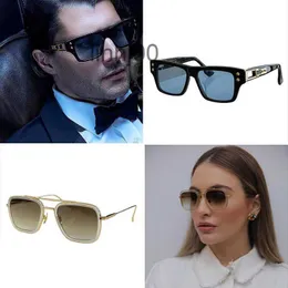 Sunglasses for Men Oversized Glasses Grandmaster Sevendt 407 Rectangular Plate Frame with Wraparound Mirror Leg Fashion Lens Case Retro Exq188V