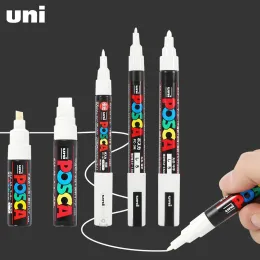 Маркеры, 3 шт., набор маркеров Uni Poscas, PC1M 3M 5M, белые акриловые вращающиеся перманентные водонепроницаемые маркеры для граффити, ручка для рекламных плакатов POP