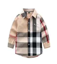 Baby Boys Plaid skjorta barn långärmad skjortor Spring Autumn Children Turndown Collar Tops Cotton Child Shirt Clothing 27 Years7531162