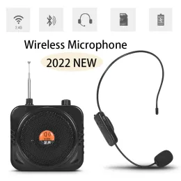 Microfones 2022 Novo amplificador de voz portátil 15W Microfone FM Radio Aux Audio Gravadora Bluetooth Speaker para professores Instrutor