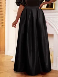 Skirts AOMEI Black A Line Skirt Women High Waist Princess Elegant Zipper Pleated Long Ball Vintage All Match Birthday Celebrate