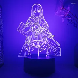 Light Lights Girls Frontline 3D LED LAMP لغرفة نوم أنيمي جرب الشكل الصورة الرمزية ديكور ديكور لطيف هدية الأطفال