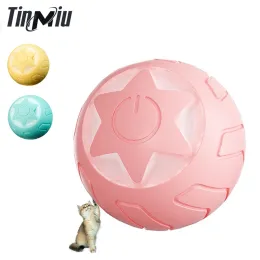 Toys Electric Smart Interactive Cat Ball 7 Color LED Tyst USB -laddning Automatisk rullning för Kitten Pet Cat Toys Gift Rolling Ball ABS