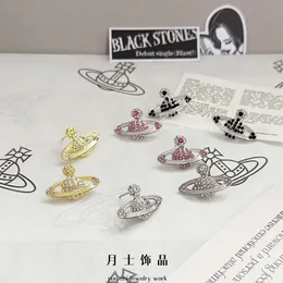 Viviennes Westwoods S925 Silver Needle Saturn Full Diamond Set Diamond earrings for Memale earrings