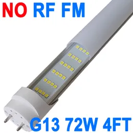 G13 Led Bulbs, 72W NO-RF RM Driver 7500lm 6500K 4 Foot Led Bulbs, T8 T12 Led Replacement Lights, G13 Single Pin Milky Cover, Replace Cabinet Fluorescent Lights Bulb crestech