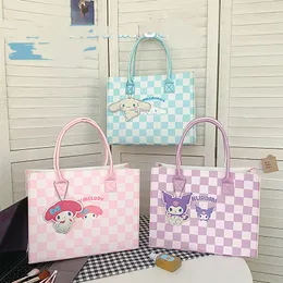 Bolsa super fofa com padrão de desenho animado, design de grade moderno e versátil, material de feltro quente e confortável, bolsa crossbody de fábrica, atacado e estoque