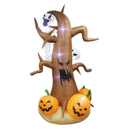 Partihandel anpassad 2.4/3/4/5M hängande spöke Uppblåsbar pumpa Dead Tree Model Halloween utomhusdekoration med LED