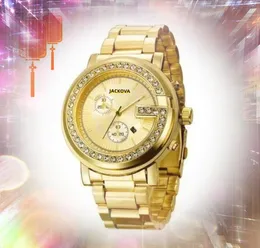 Хип-хоп Iced Out Мужчины Женщины Часы большого размера с бриллиантами Кольцо Два глаза Дизайнерские часы Автоматическая дата Водонепроницаемый календарь Импортный кварцевый механизм Наручные часы Подарки