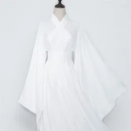 مرحلة ارتداء اللباس هانفو فستان كبير الحجم الصيني القديم كوزبلاي زي أبيض بطانة سوداء داخل 2pcs رقصة