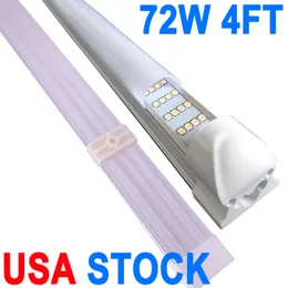 4 Foot 72W Integrated LED Tube Light 72Watt T8 4 Rows 48" Four Row 72000 Lumens(300W Fluorescent Equivalent) Milky Cover 6500K 4FT LED Shop Lights Cabinets crestech