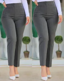 Capris Women одежда весенняя осенняя днище винтажная уличная одежда высокая талия с прямыми брюками Офис шикарные розовые брюки растягивания 2023