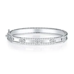 Designer Van cl-ap Bracciale Fanjia Quadrifoglio pieno di diamanti Moissanite donna moda semplice argento sterling 925 placcato oro 18 carati GOCX