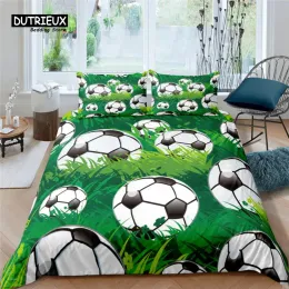 Sätt hem levande lyx 3D fotbollsängar Set Bekvämt täcke täcke set barn sängkläder set drottning och kung eu/oss/au/Storbritannien storlek ren gardiner