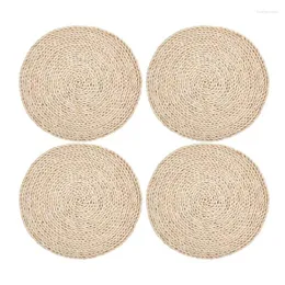 Table Mats Big Deal 4 Pcs Corn Straw Woven Placemats Round Rattan Natural Handmade Heat Insulation Pad