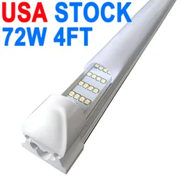 4FT LED Shop Light Fixture ,Milky Cover 4 Feet 72W 4' Garage Light 48'' T8 Integrated LED Tube , Bulbs Garage , Plug and Play High Output Surface Mount 1.2 Meter crestech