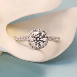 Cluster Rings IGI 14k White Gold 1.08CT D Color VS Round Cut Half Eternity CVD HPHT Lab Grown Diamond Jewelry Engagement Ring
