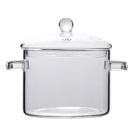 Glass Saucepan Clear Cooking Pot Mixing Soup High Borosilicate Heat Resistant Glass Pasta Instant Noodle Pot Kitchen Furniture