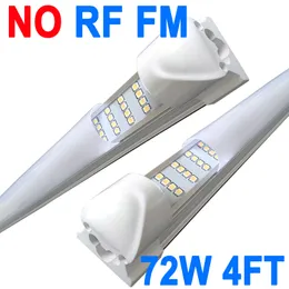 Luz de loja LED de 4 pés, 72W 72000LM 6500K, luzes de tubo LED conectáveis com tampa leitosa, iluminação LED T8 integrada de 4 fileiras, luzes de teto LED para oficina de garagem Barn crestech