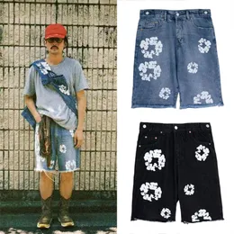 Herr denim shorts designer korta byxor klassisk enkel mönster tryckt kapok ull fem kvartal byxor hög midja smal plus storlek avslappnad avslappnad