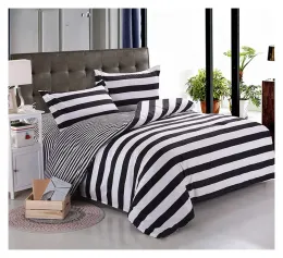 Definir MWSWL 3 peças listras conjuntos de cama Tampa de edredão branca e preta listrada para meninos meninos quarto de cama de cama reversível cortinas puras reversíveis