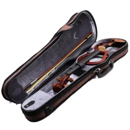 Stock di violino violino silenzioso full size 4/4 corpo in legno massello di acero 4 corde violino marrone con accessorio con custodia rigida in plastica ABS gratuita