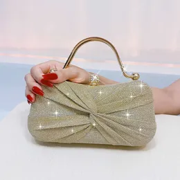 Fashion New Pleated Evening Bag Bowknot Evening Bag Ladies Banquet Bag Oblique Cross Dress Bag 030524