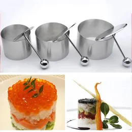 Edelstahl-Küchenform für kaltes Gericht mit Drücker, rundes Herz, Dessert-Mousse-Kuchenringe-Set, Koch- und Backutensilien 240226