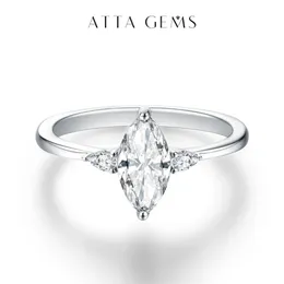 ATTAGEMS 2023 Marquise 1CT Ring Echt 925 Sterling Silber Ringe für Frauen Männer Jahrestag Edlen Schmuck Hochzeit Geschenk 240227