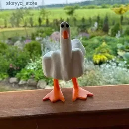 Other Home Decor Creative Middle Finger Duck Resin Statue Ornaments Duck You Little Duck Sculpture Desktop Decoration Artware Garden Home Decor Q240229