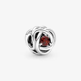 100% 925 prata esterlina janeiro vermelho eternidade círculo encantos caber original europeu charme pulseira moda casamento noivado jóias 278m