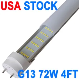 G13 4ft T8 T10 T12 4 صفوف مصابيح LED LED LID 48 "NO-RF RM DRIVER G13 18W 6000K AC85-265V حليبي غلاف الفلورسنت استبدال الصابورة المزدوجة التي تعمل بالطاقة الالتفافية