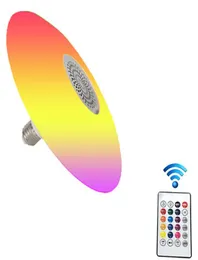 Smart RGB Bluetooth Music UFO -glödlampa E27B22 -lampa med 24 nycklar Remote Control AC85260V 30W UFO Audio Light9877022