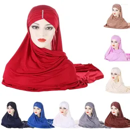 Ethnic Clothing Diamonds One Piece Amira Women Muslim Hijab Turban Long Scarf Pull On Readt Wear Instant Headwear Wrap Shawl Femme Chemo